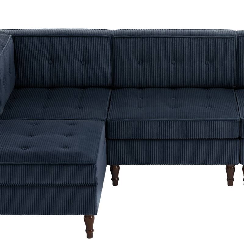 4-Piece 98" W Upholstered Modular Corduroy Sectional Sofa