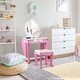 preview thumbnail 17 of 22, Costway Kids Vanity Makeup Dressing Table Chair Set Wooden W/ Mirror - See details