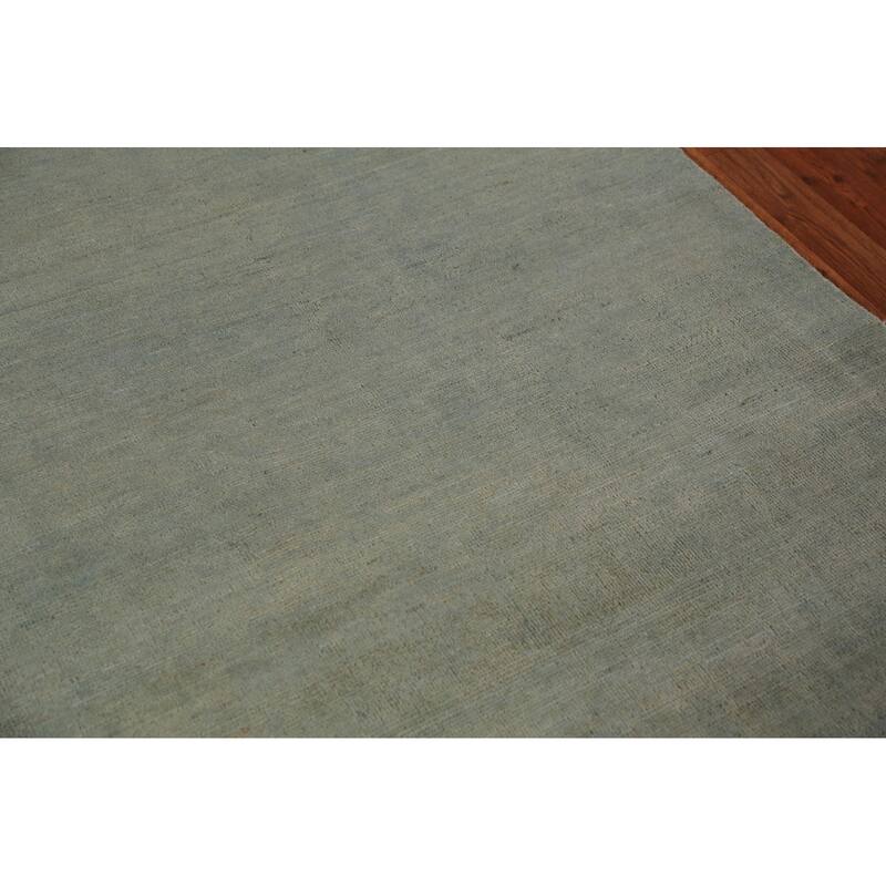 Gabbeh Modern Rug Hand-Knotted Green Wool Carpet - 4'0" x 5'10"