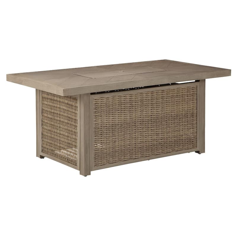 Beachcroft Outdoor Rectangular Fire Pit Table - 58" W x 30" D x 25.13" H