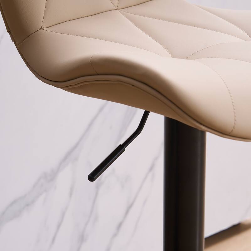 Set of 2 Modern Adjustable Height Bar Stools Padded PU Leather Swivel Stools