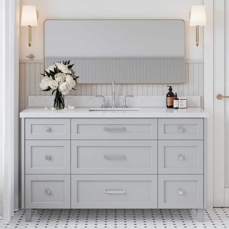 Ariel B61CWRVO Monroe 61" Free Standing Single Basin Vanity Set with - Grey