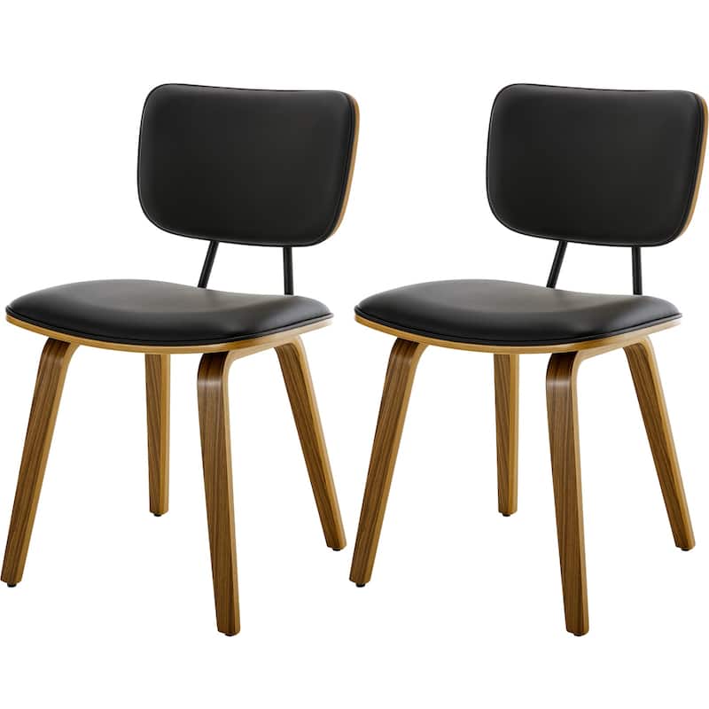 Faux Leather Upholstered Dining Chairs Set of 2/4 with Wood Legs - 32.3"H x 18.5"W x 21.8"D