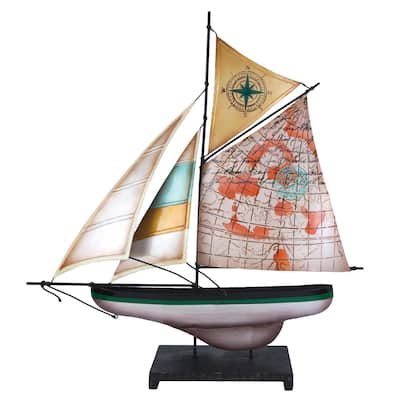 Metal/Capiz Boat with Map Sail