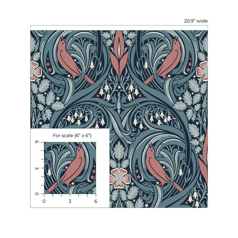 Seabrook Designs Bird Scroll Nonwoven Unpasted Wallpaper