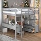 preview thumbnail 10 of 16, Full Size Loft Bed With Built-in Desk With 2 Drawers And Shelves for Home Grey Pine