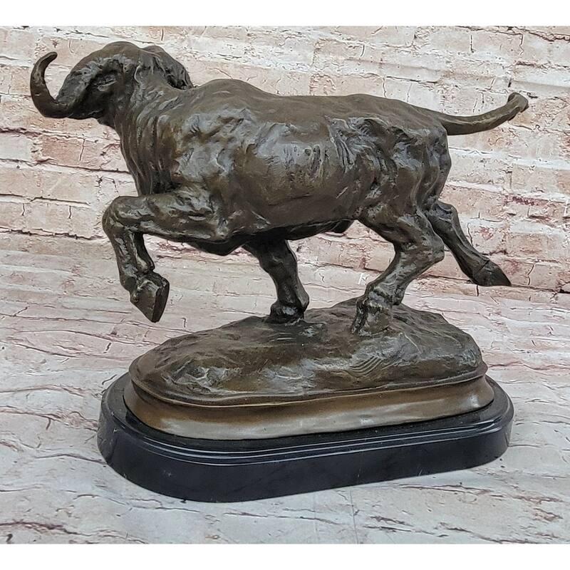 Running Water Buffalo Bull Bronze Sculpture Statue African Asian Wildlife Original Art