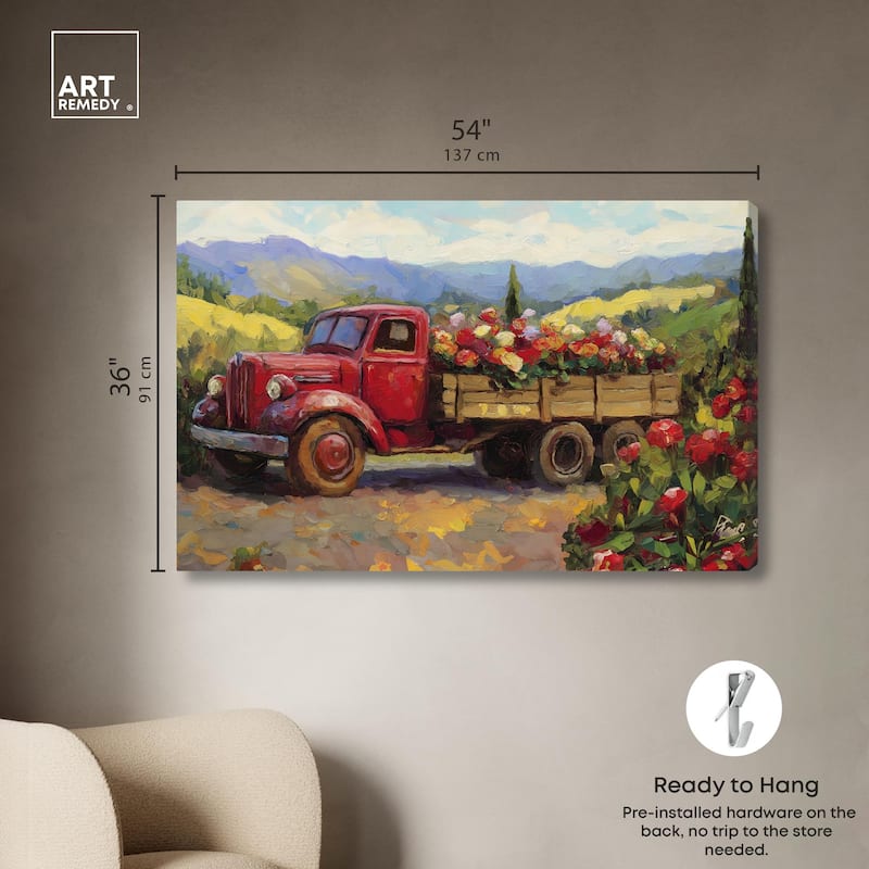 Flowers in Transit II Canvas by Art Remedy, Gallery Wrapped