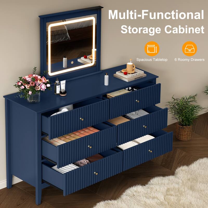 6 Drawer Dresser with Lighted Mirror