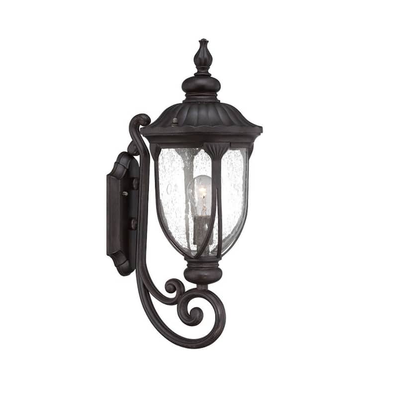 Aluminum XL Outdoor Wall Lantern Light with Seeded Glass Hardwired - 11.5” x 9” x 22.5” (D x W x H) - Black