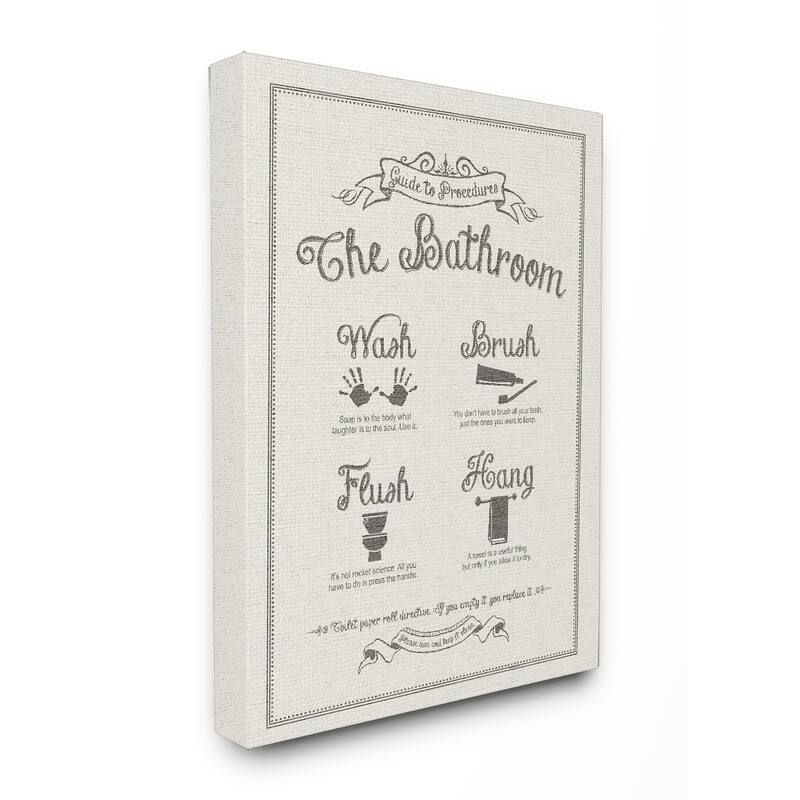 Stupell Guide To Bathroom Linen Look Stretched Canvas Wall Art