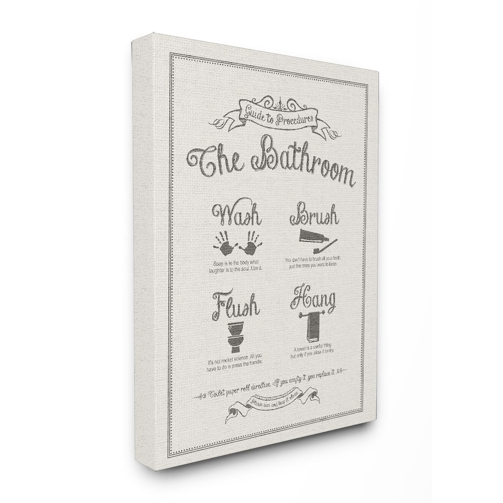 Stupell Guide To Bathroom Linen Look Stretched Canvas Wall Art