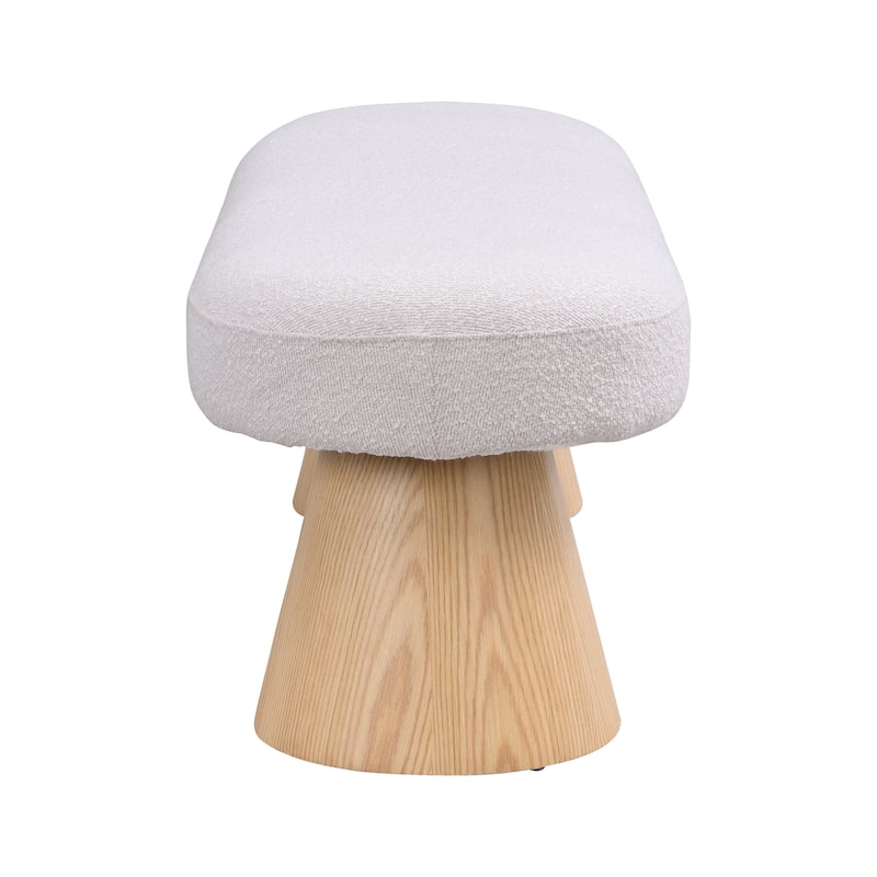 Roomfitters Upholstered Dining Bench for Dining Room, Beige Fabric Seat with Wood Legs, Beige