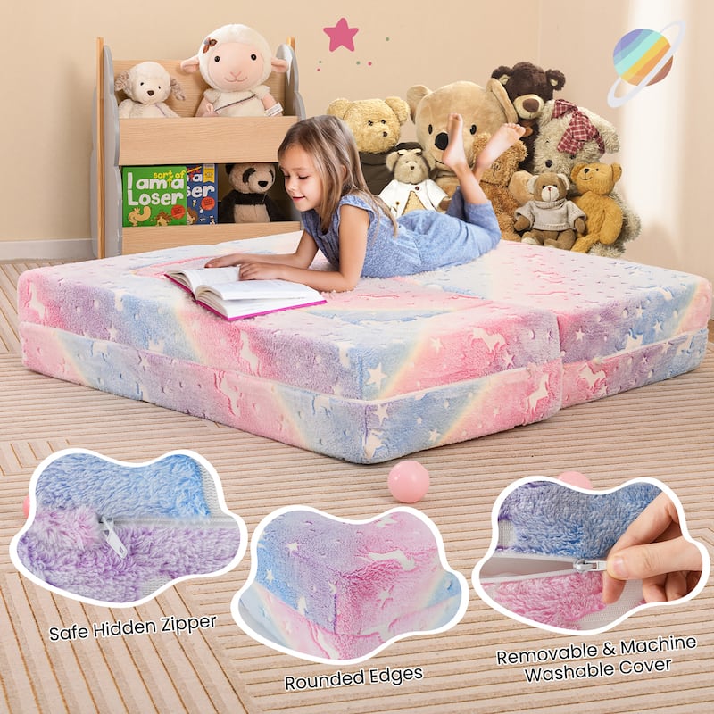 Gymax 3-in-1 Baby Fold out Sofa w/ Removable & Machine Washable