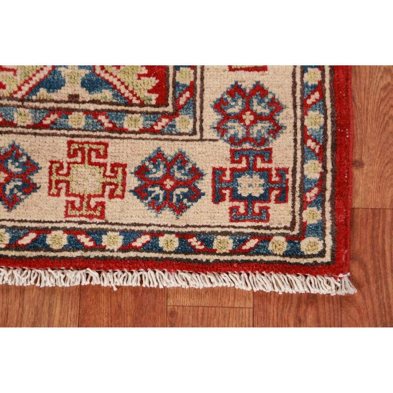 Red Kazak Foyer Rug Hand-Knotted Traditional Bedroom Wool Carpet - 2'8"x 4'0"
