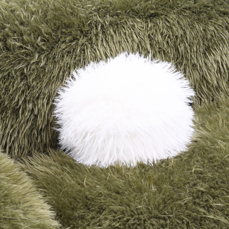 Furniture of America Cynra Modern 45-inch Faux Fur Swivel Arm Chair with Ball Pillow