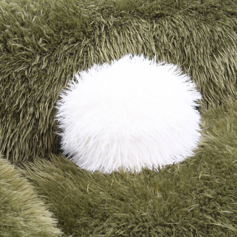 Furniture of America Cynra Modern 66-inch Faux Fur Loveseat with Ball Pillow