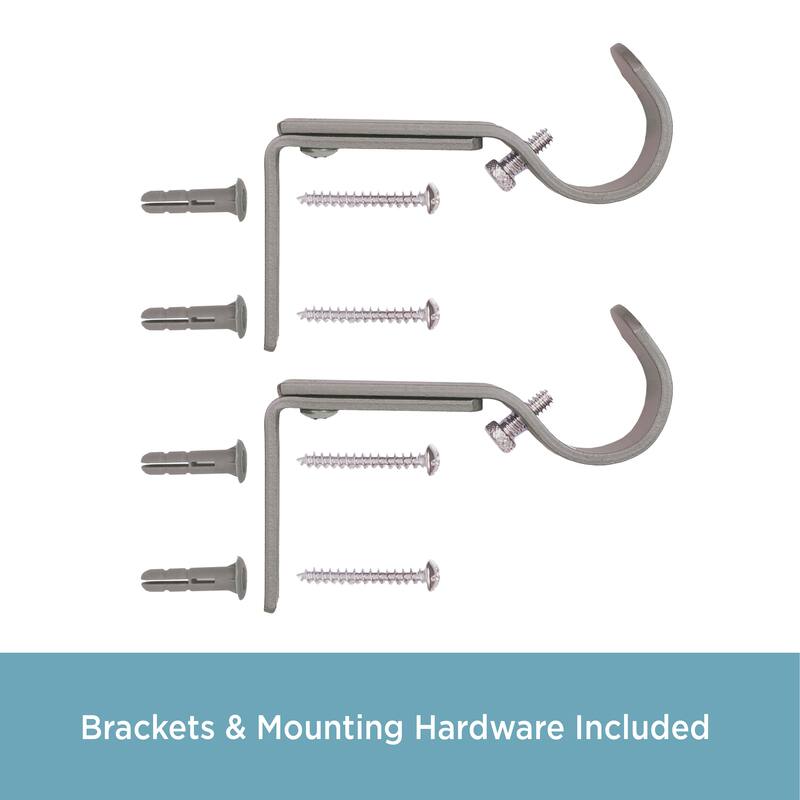 Kenney® 1" Adjustable Curtain Rod Mounting Brackets, Set of 2, Dark Brown