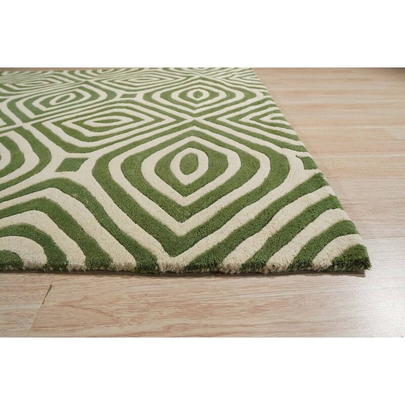 Hand-Tufted Wool Modern Tufted Stripes Rug, 8' x 10', Blue Area Rug, Elegant Soft Texture for Living Rooms - L