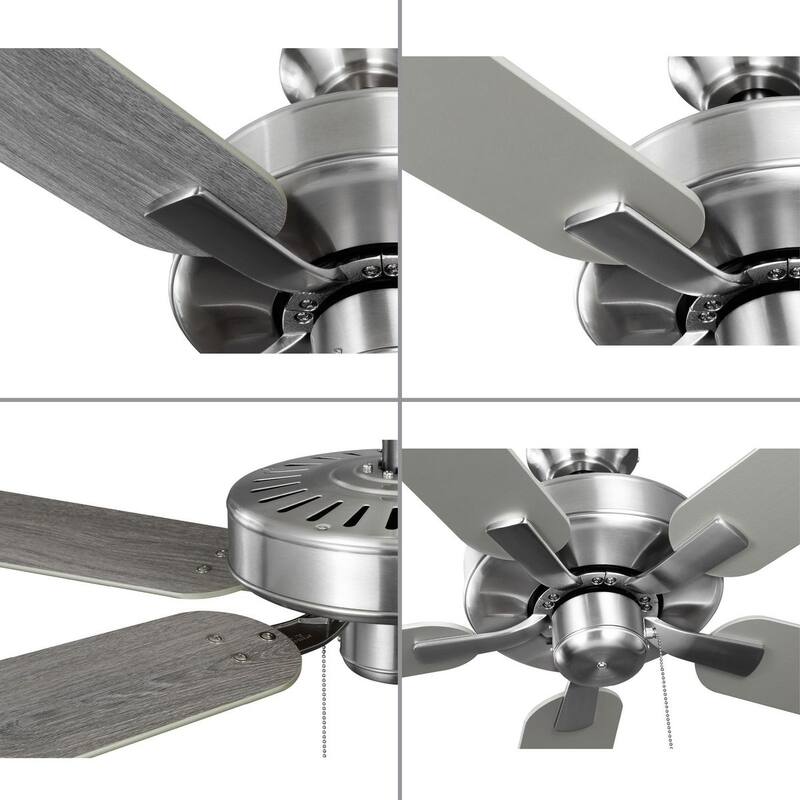 AirPro 52 in. Brushed Nickel 5-Blade Rated AC Motor Transitional Ceiling Fan - 52 in x 52 in x 12.5 in