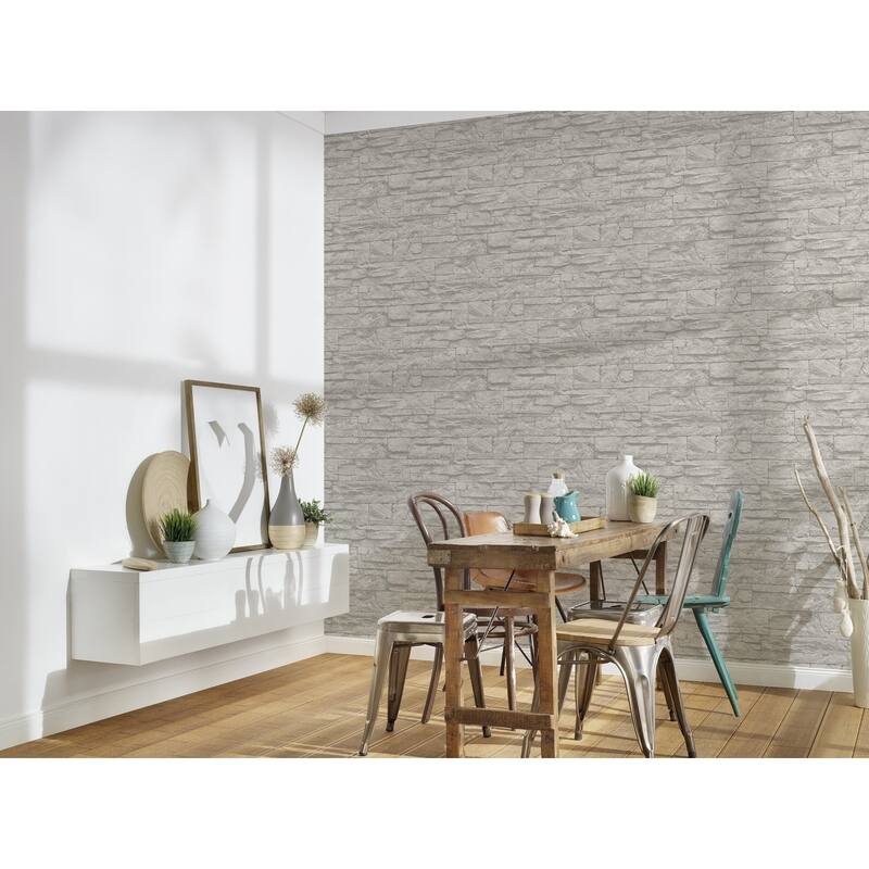 Galerie Wallcoverings Bricks and More Collection Wide Granite Slabs Matte Finish Vinyl on Non-woven Wallpaper Roll
