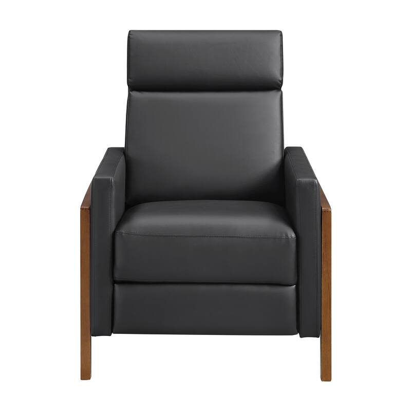 Enzo 29" Faux Leather Push Back Recliner with Exposed Wood Frame