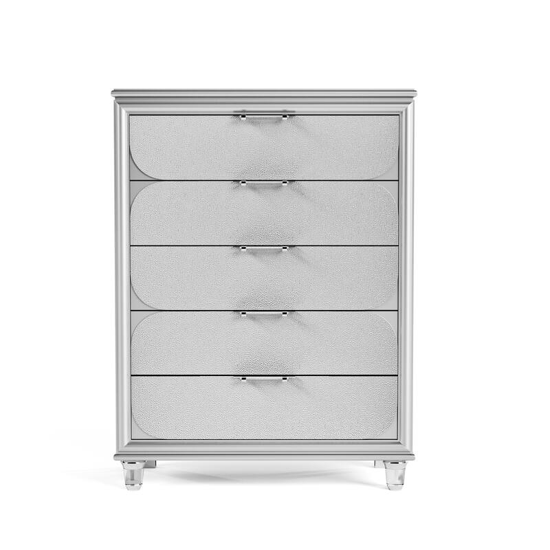 Furniture of America Angrove Modern Silver Wood 5-Drawer Chest