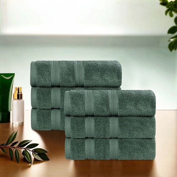 Superior Smart Dry Zero Twist Cotton Hand Towels, Set of 6 - Forest Green