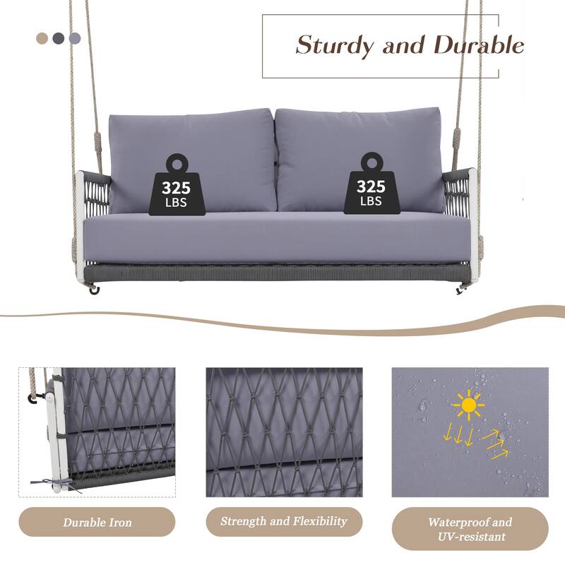 Woven Rope Outdoor Swing Sofa for 2