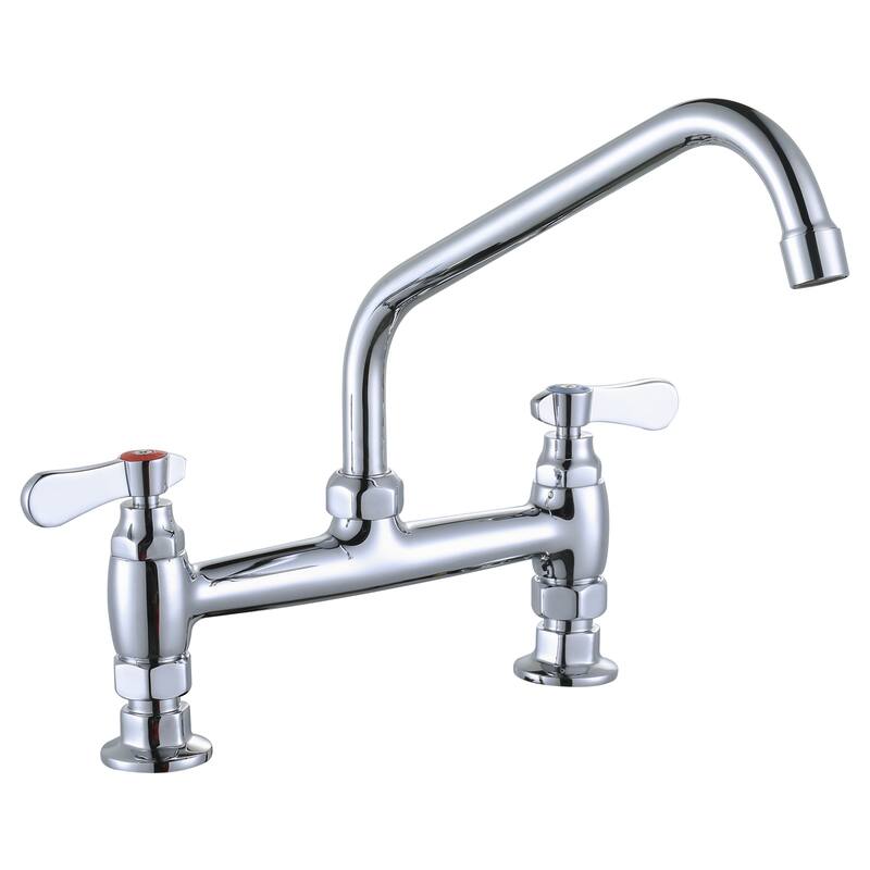 WOWOW Minimalist Bridge-Style Desk-Mounted Dual-Handle Faucet - 10" Desk Mount