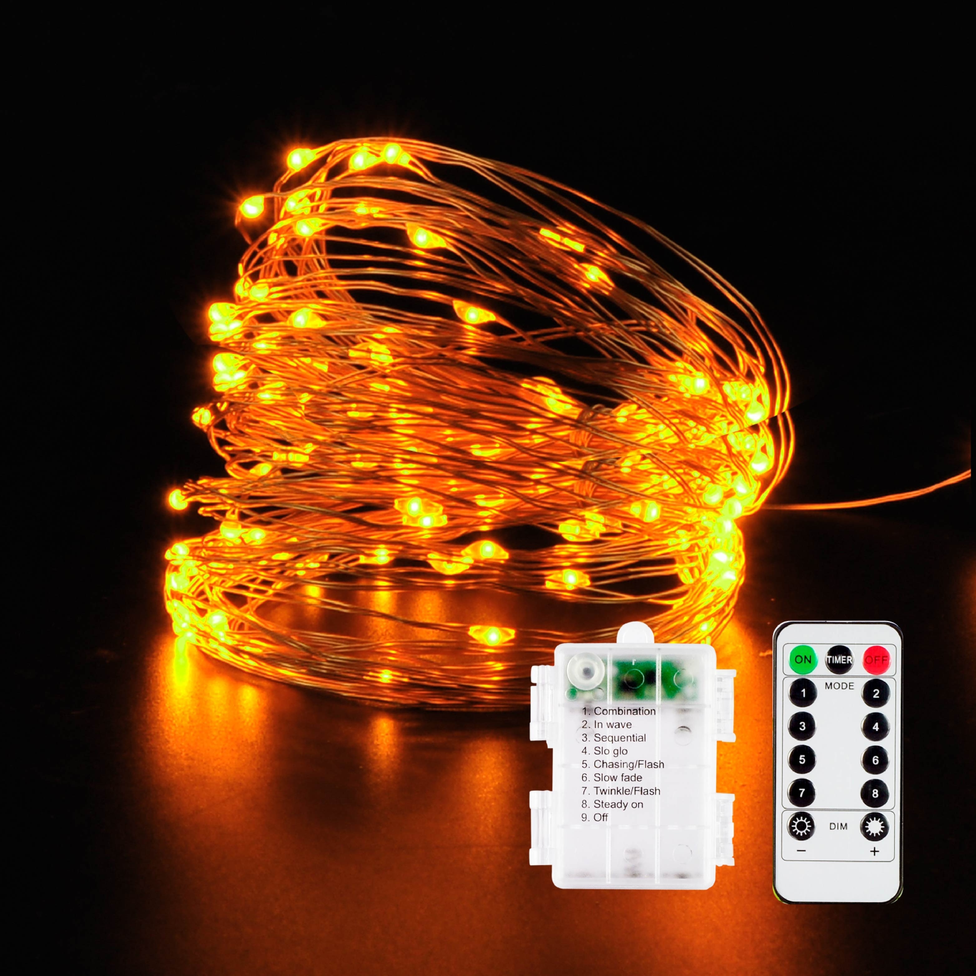 Joiedomi 33Ft Copper Wire Battery Powered 100 LED String Lights With 8 ...