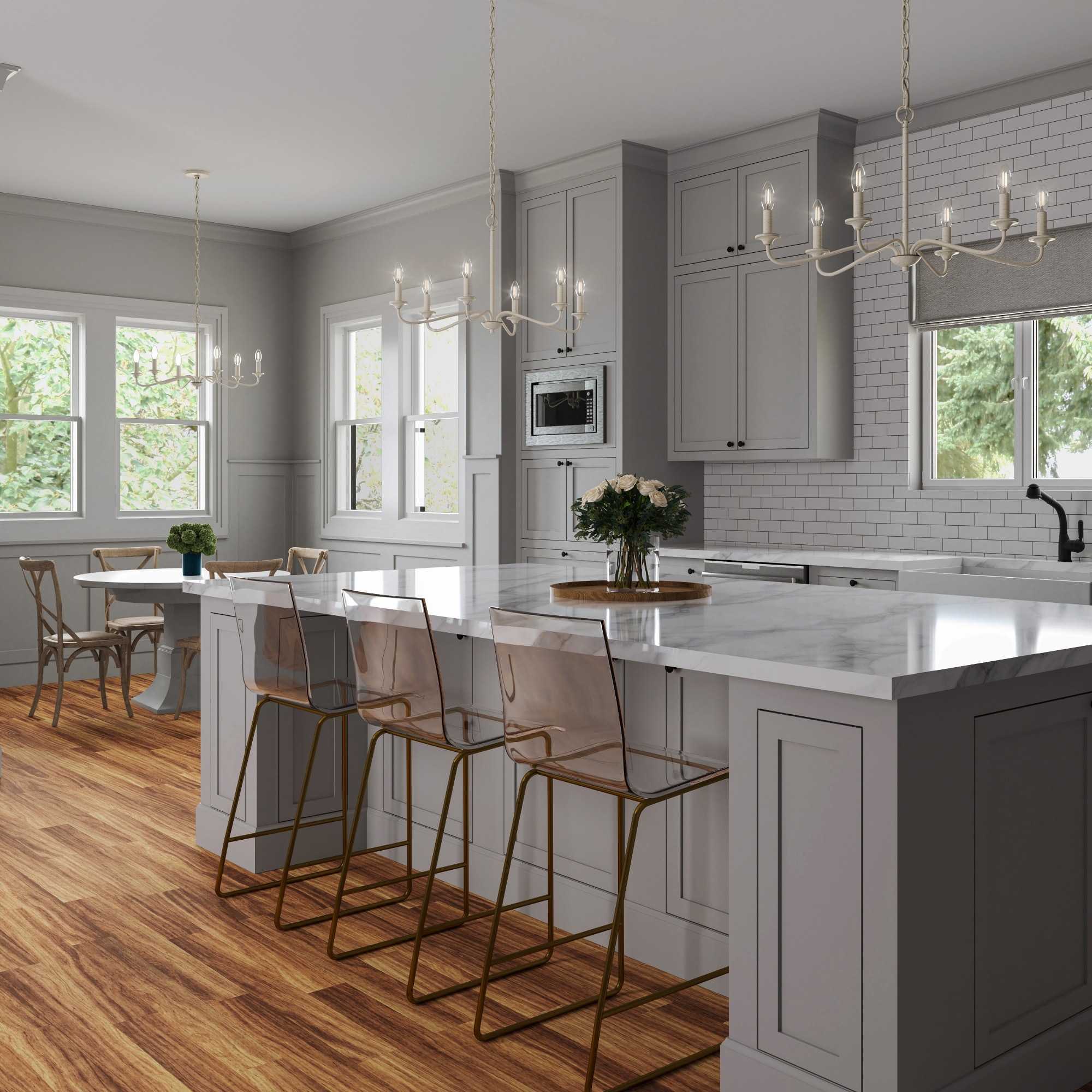 6-Light Candle Style Chandelier - 30" - Antique White