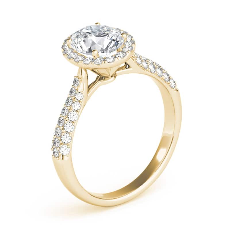 Auriya 14k Yellow Gold Lab Grown Oval Diamond Halo Engagement Ring 0.50 to 5.00 ct. tw. (F-G VS)