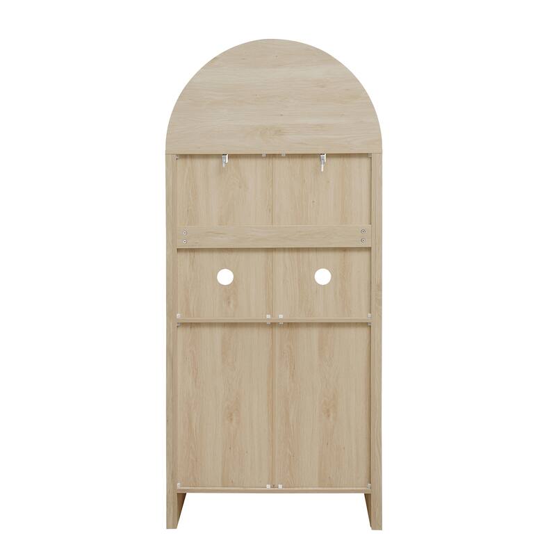 GDFStudio - Modern Farmhouse Arched Storage Cabinet with Drawers and Shelves