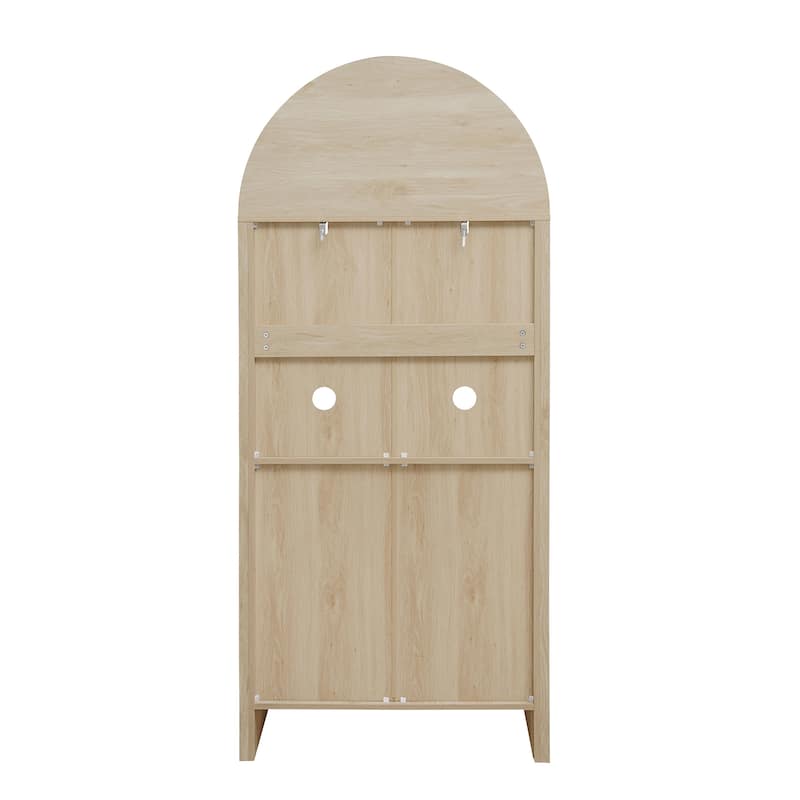 Wood Kitchen Cabinet, Storage Cabinet with Adjustable Shelves, Arched Accent Cabinet with 3 Smooth-Glide Drawers