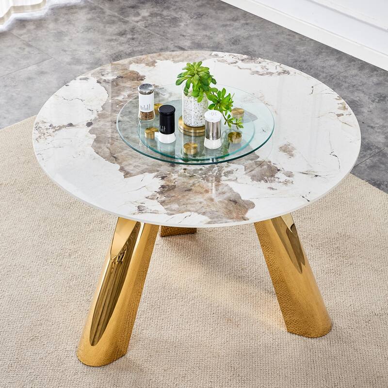 42" Luxury Sintered Stone Table: 0.45" Durable Top + 6" Steel Legs, 350lb Capacity, Stain/Heat-Resistant
