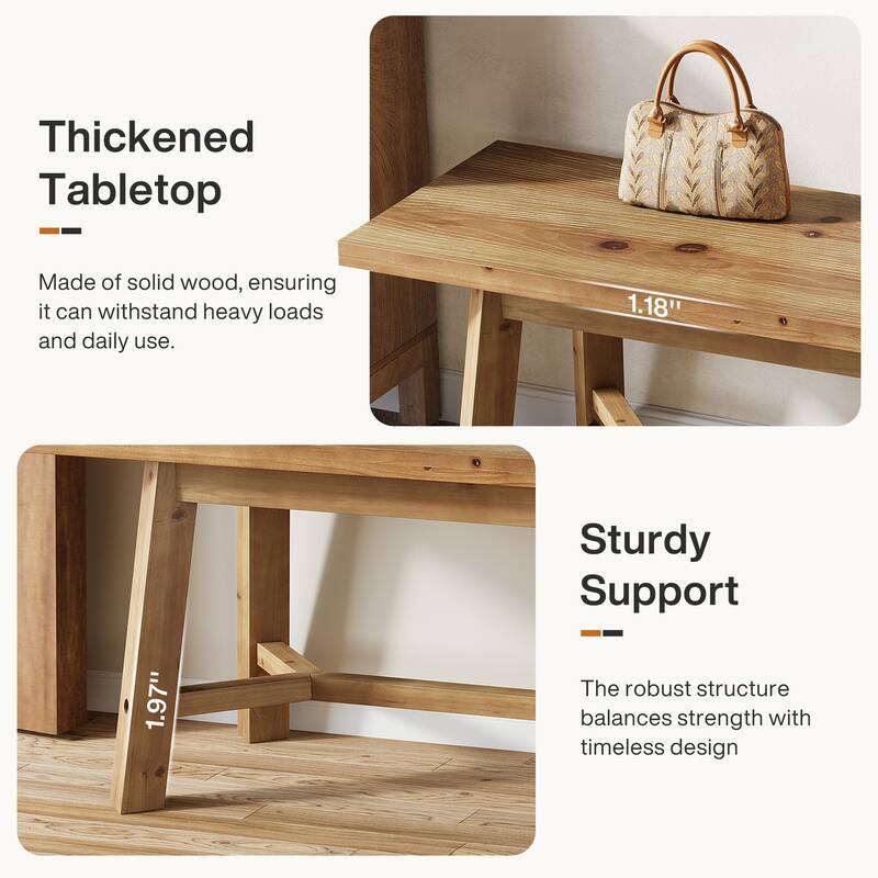 55" Solid Wood Shoe Bench for Entryway