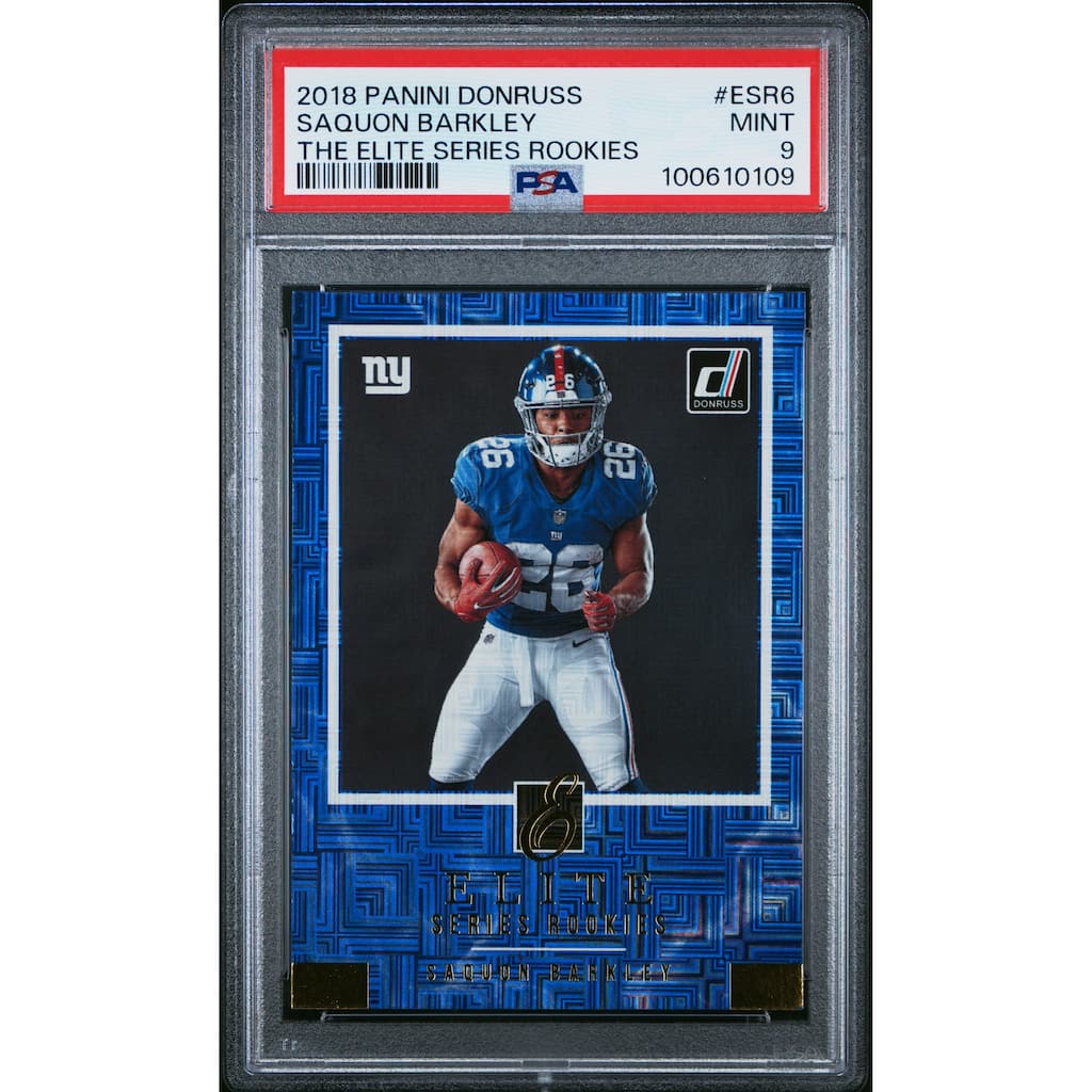 Saquon Barkley 2018 Panini Donruss Elite Series Rookie Card #ESR6 Graded PSA 9 - 8' x 11'