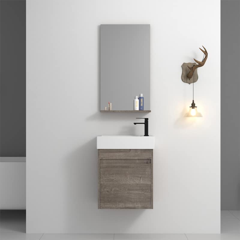 Wall 18'' Single Bathroom Vanity with Sink and Resin Vanity Top