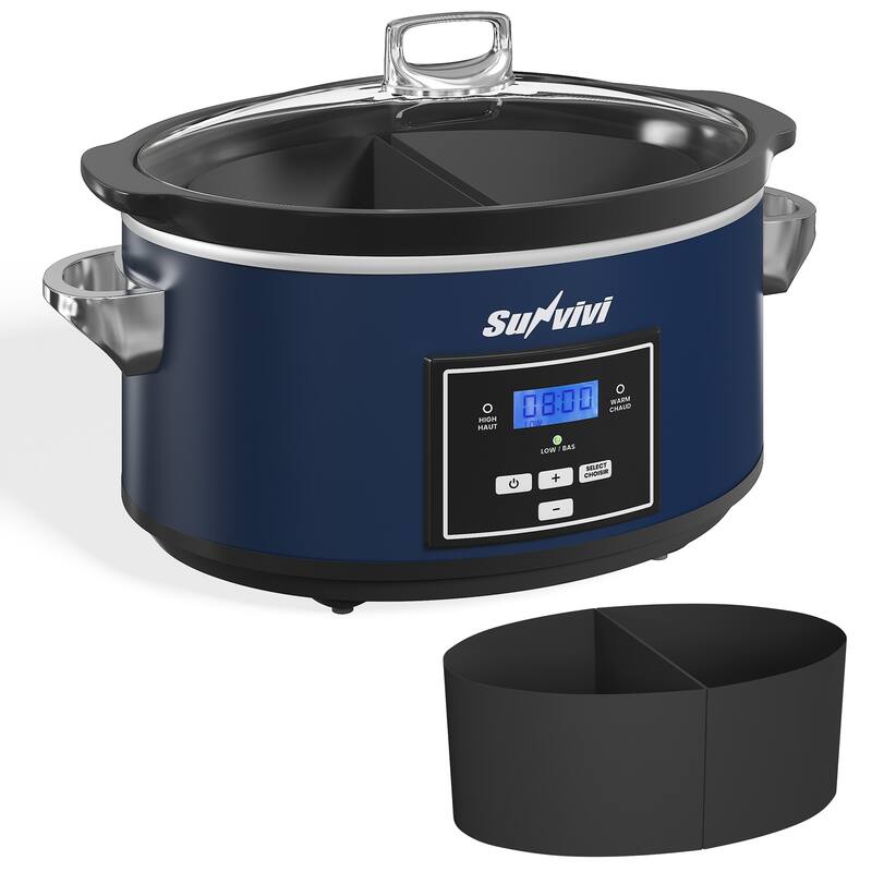6 Quart Programmable Slow Cooker with 2 in 1 Silicone Liners