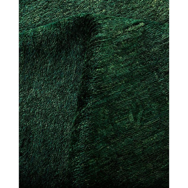 Overton Hand Knotted Wool Vintage Inspired Modern Contemporary Overdyed Green Area Rug - 11' 10" x 14' 7"