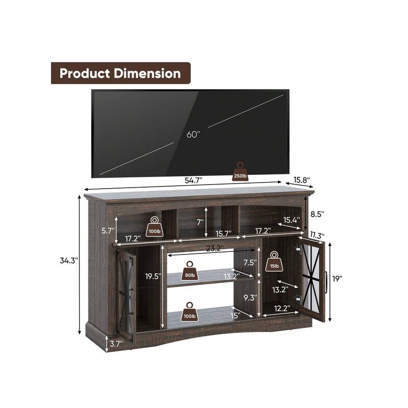 Royalcraft Royalcraft 55'' Retro Media Console with LED Light