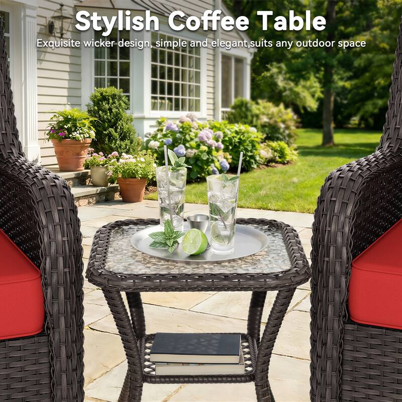 COZYWOR 2-person Outdoor Rattan Seating Group With Cushions