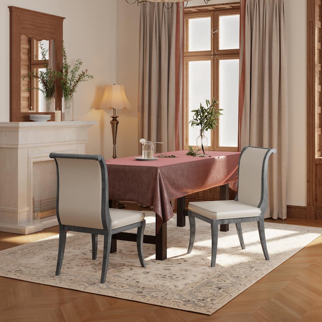 2-Piece High Back Dining Chair Set, Upholstered Kitchen Chairs with Solid Wood Frame Modern Armless Dining Room Side Chair