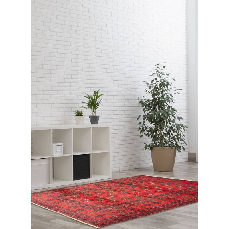 ECARPETGALLERY Hand-knotted Teimani Dark Red Wool Rug - 4'0 x 6'11
