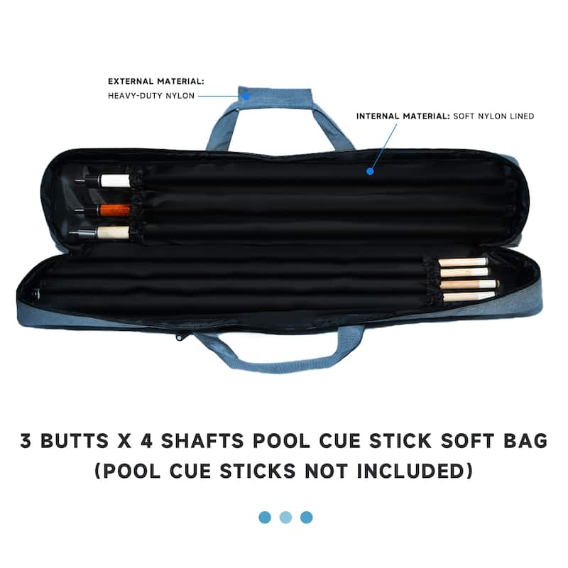 GSE™ 3x4 Soft Billiard Pool Cue Stick Carrying Bag, Billiard Cue Case Holds 3 Butts/4 Shafts (4 Colors)
