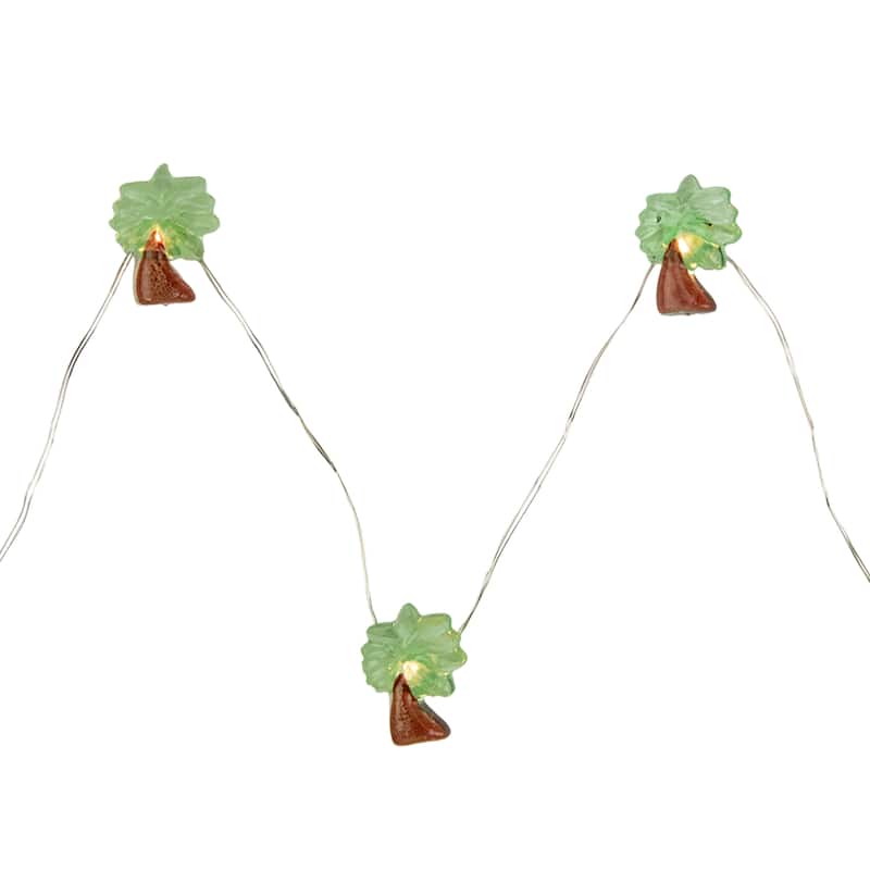 10-Count LED Green and Brown Palm Tree Fairy Lights - Warm White
