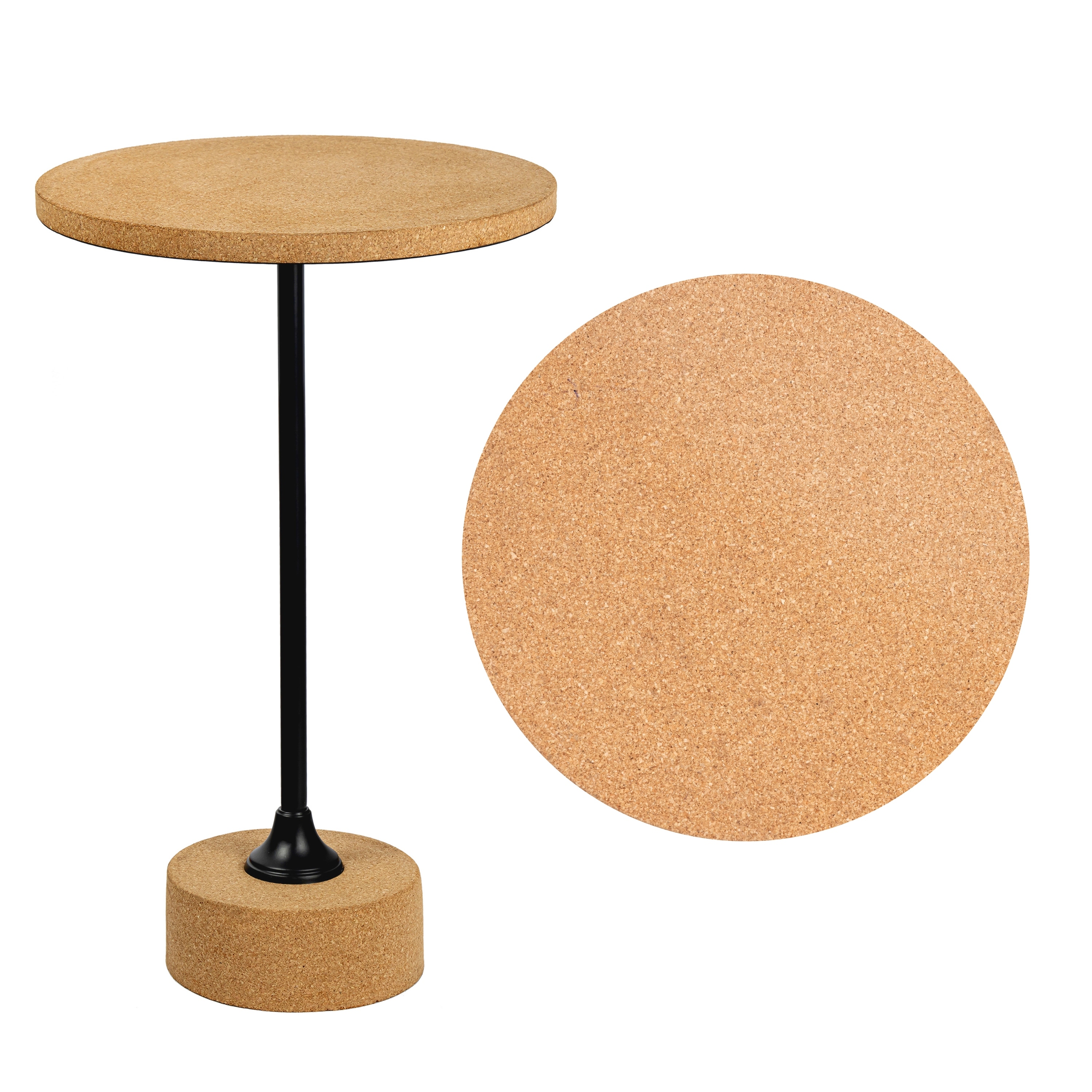Calix Minimalist Round Pedestal End Table, Resin Iron Accent Drink Table for Living Room or Bedroom