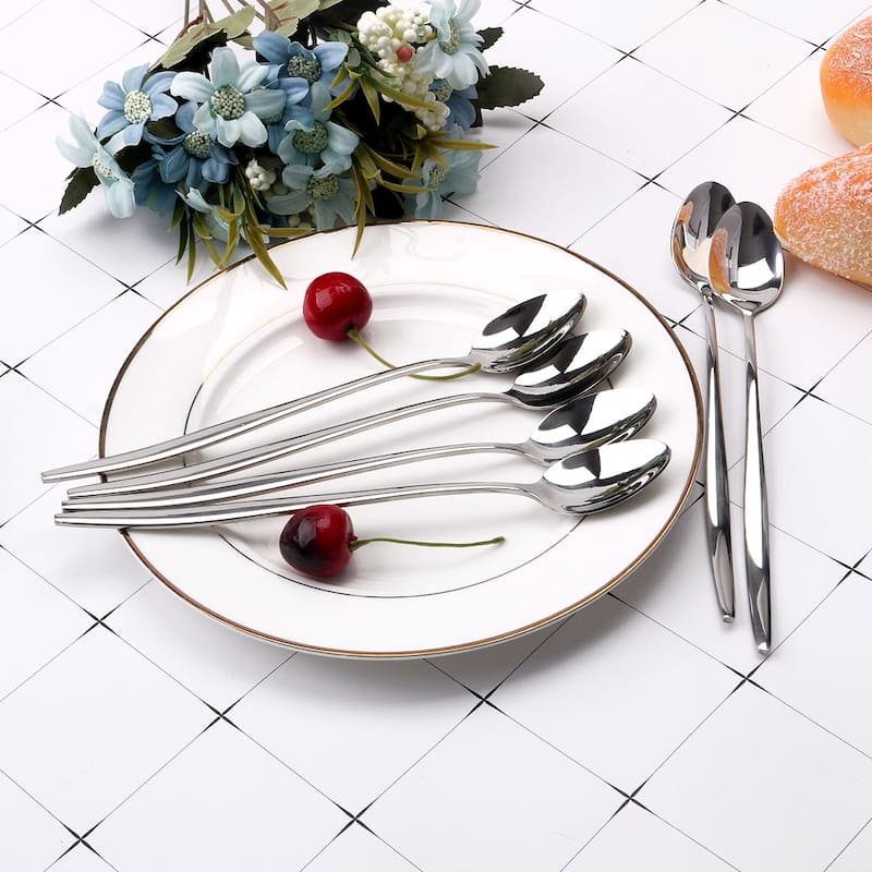 6pcs 8.1" Length Ice Cream Spoon Stainless Steel Handle for Kitchen - 8.1" x 1.2"(L*W)