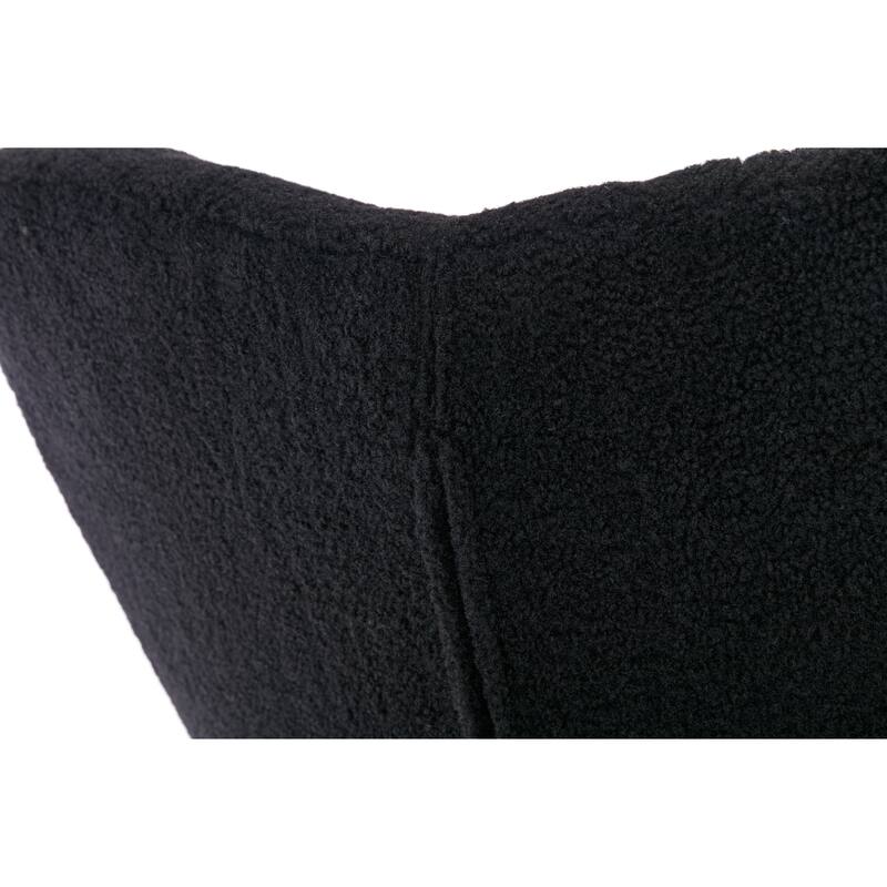 Black Teddy Modern 31.5" High Back Upholstered Buttons Tufted Rocking Chair with Solid Wood Legs and Black Paint Metal Base